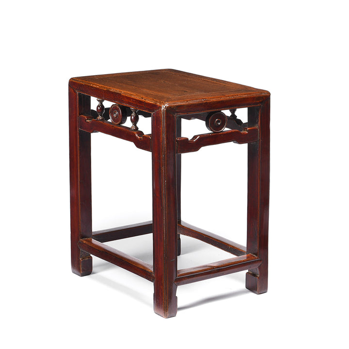 Antique Chinese Red Elm Side Table Stools From Jiangsu Province - 19thC | Indigo Antiques