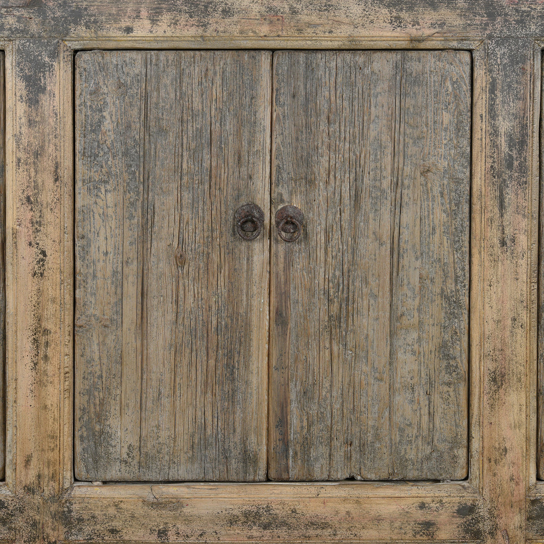 Door Detail From Antique 6 Door Elm Sideboard From Mongolia - 19th Century | Indigo Antiques
