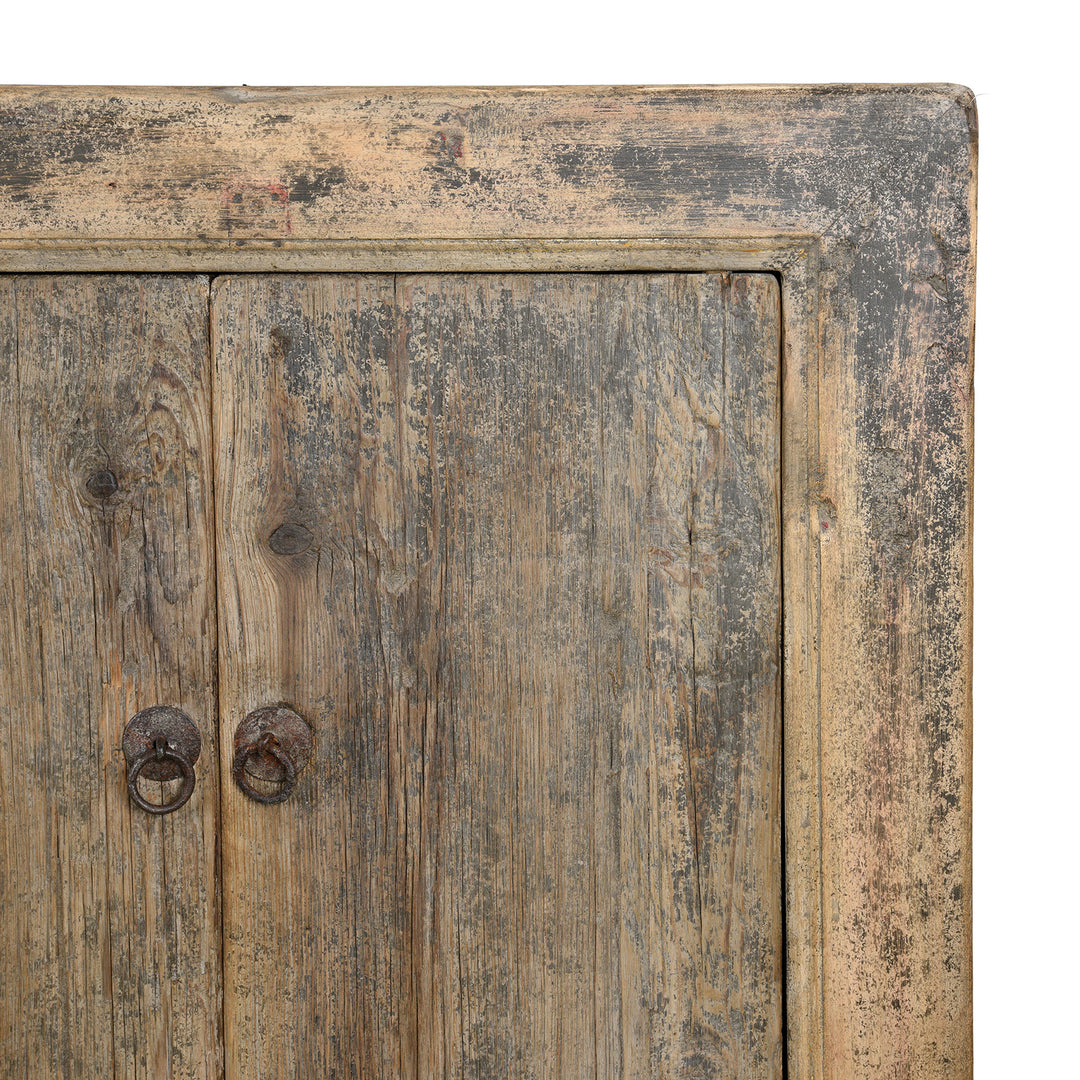 Corner Detail From Antique 6 Door Elm Sideboard From Mongolia - 19th Century | Indigo Antiques