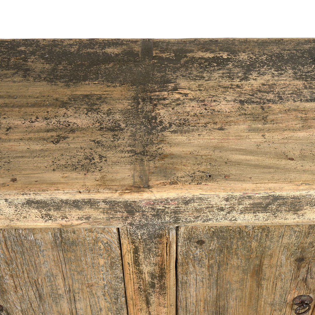 Surface Top Detail From Antique 6 Door Elm Sideboard From Mongolia - 19th Century | Indigo Antiques
