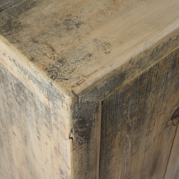 Corner Detail From Antique 6 Door Sideboard From Mongolia - Elm - 19th Century | Indigo Antiques