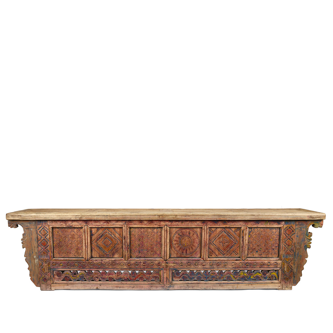 Antique Carved Painted Low Sideboard from Xinjiang - 19th Century | Indigo Antiques
