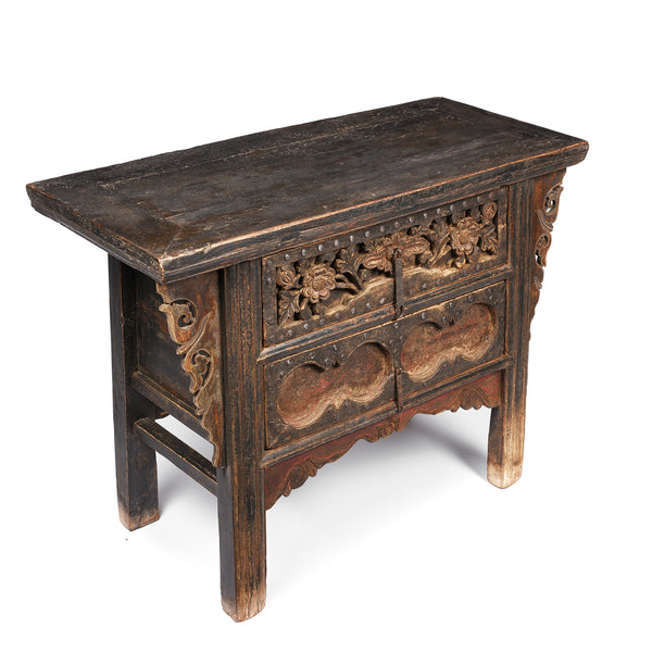 2 Drawer Elm Coffer Table From Shanxi Province - 18thC