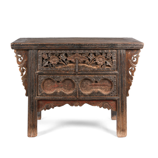 2 Drawer Elm Coffer Table From Shanxi Province - 18thC