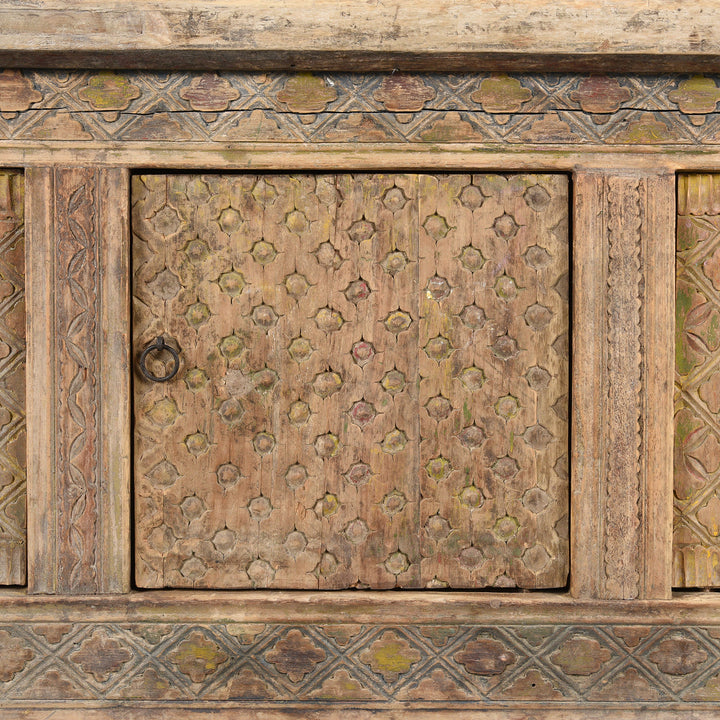 Door Detail From Carved Low Sideboard From Xinjiang - 19thC | Indigo Antiques