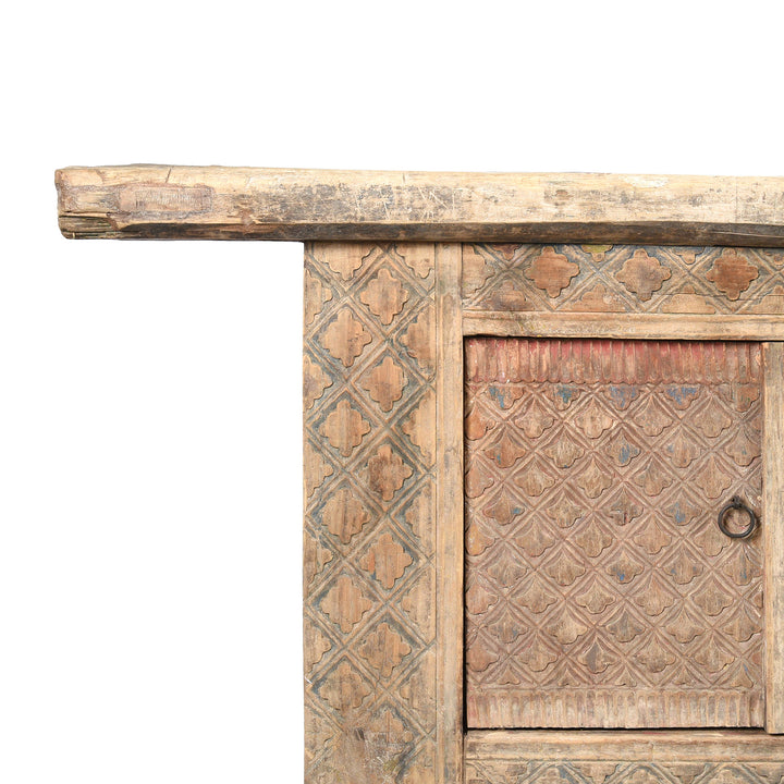 Corner Detail From Carved Low Sideboard From Xinjiang - 19thC | Indigo Antiques