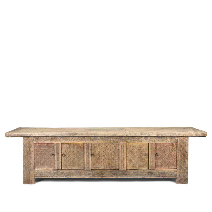 Carved Low Sideboard From Xinjiang - 19thC | Indigo Antiques