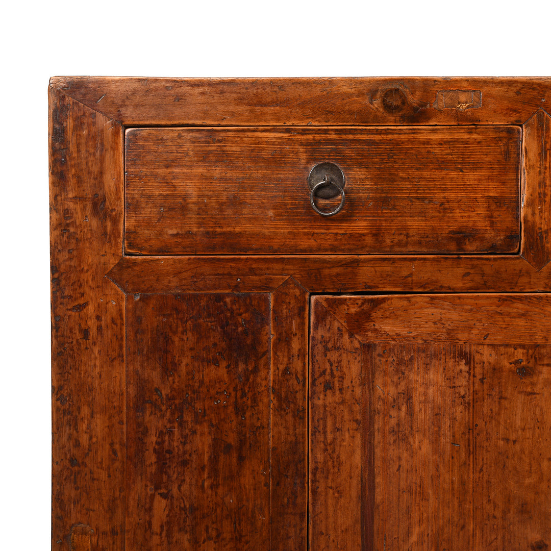 Corner Detail From 5 Drawer Cypress Wood Sideboard From Shanxi - 19thC | Indigo Antiques