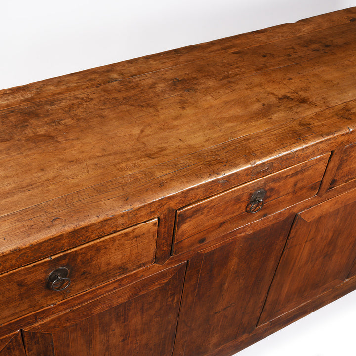 Top Down View Of 5 Drawer Cypress Wood Sideboard From Shanxi - 19thC | Indigo Antiques
