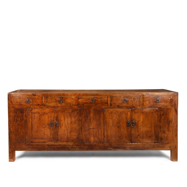 5 Drawer Cypress Wood Sideboard From Shanxi - 19thC