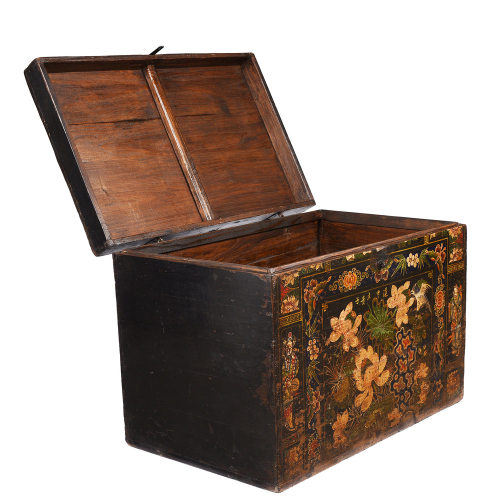 Open Lid View Of Painted Opera Chest from Shanxi - 19thC | INDIGO ANTIQUES