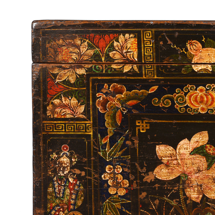 Corner Detail From Painted Opera Chest from Shanxi - 19thC | INDIGO ANTIQUES