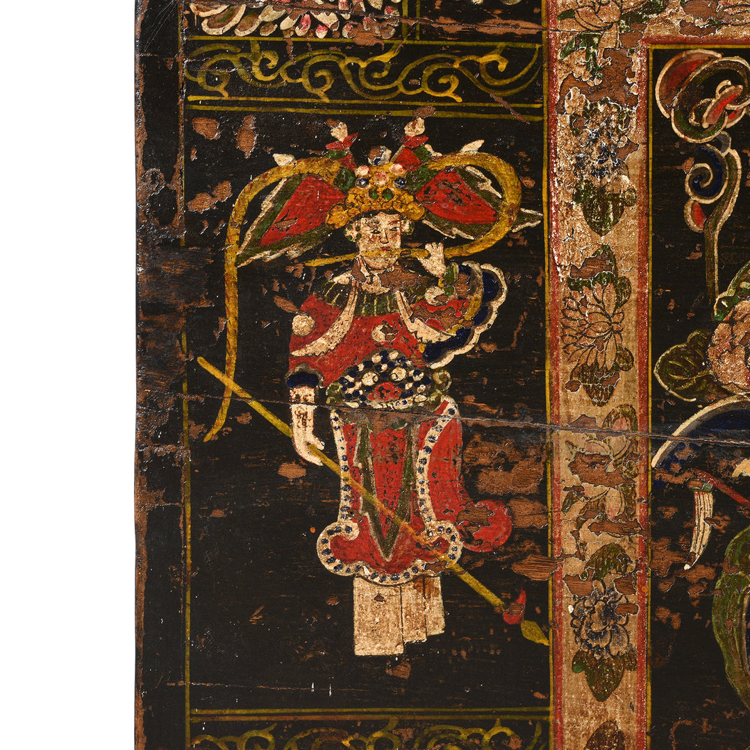 Figure Detail From Antique Painted Opera Chest From Shanxi - 19th Century | INDIGO ANTIQUES
