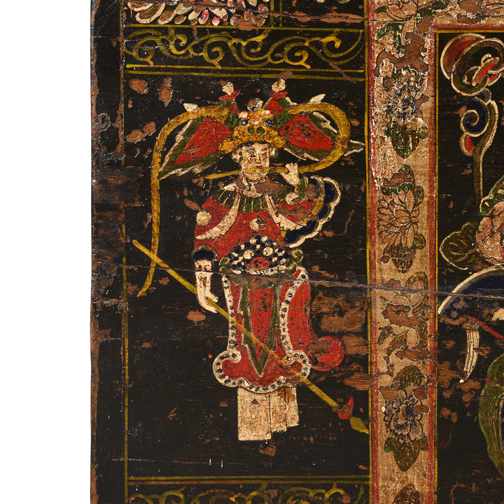 Figure Detail From Antique Painted Opera Chest From Shanxi - 19th Century | INDIGO ANTIQUES