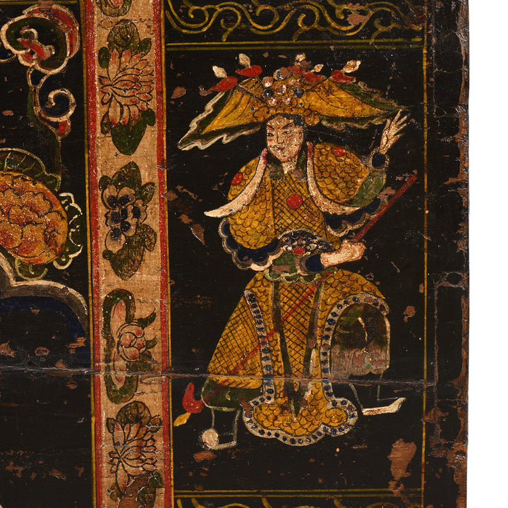 Figure Detail View Of Antique Painted Opera Chest From Shanxi - 19th Century | INDIGO ANTIQUES