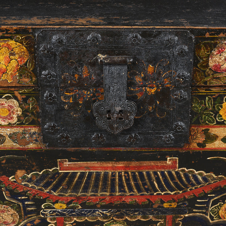 Detail From Antique Painted Opera Chest From Shanxi - 19th Century | INDIGO ANTIQUES