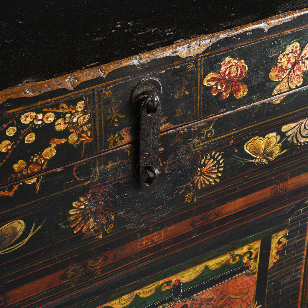 Latch Detail From Antique Painted Opera Chest From Shanxi - 19th Century | INDIGO ANTIQUES