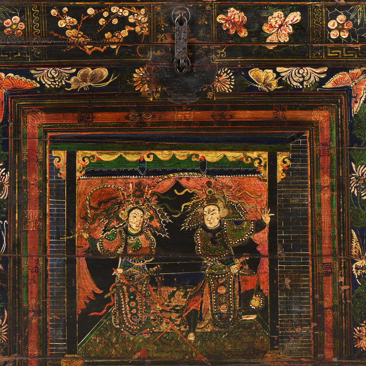 Painting Detail From Antique Painted Opera Chest From Shanxi - 19th Century | INDIGO ANTIQUES