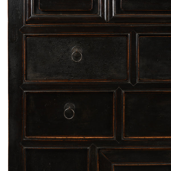 Black Lacquer Noodle Cabinet From Tianjin - 19th Century
