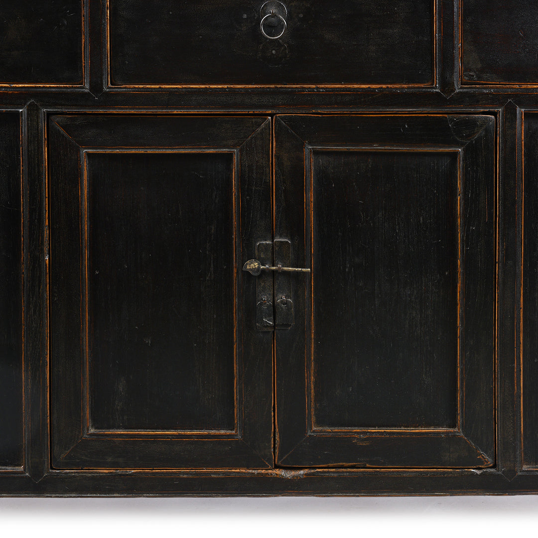 Doors Detail From Antique Black Lacquer Noodle Cabinet From Tianjin - 19th Century | Indigo Antiques