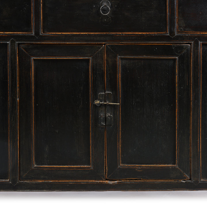 Doors Detail From Antique Black Lacquer Noodle Cabinet From Tianjin - 19th Century | Indigo Antiques