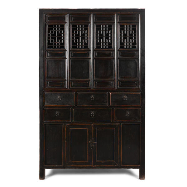 Black Lacquer Noodle Cabinet From Tianjin - 19th Century