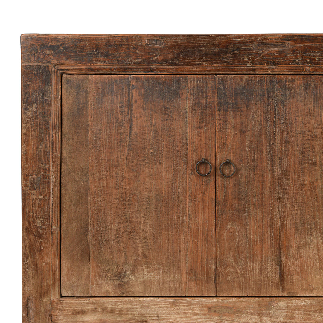 Corner Detail From Antique 4 Door Elm Sideboard From Shanxi - 19th Century | Indigo Antiques