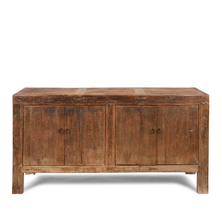 Rustic Antique 4 Door Elm Chinese Sideboard From Shanxi - 19th Century | Indigo Antiques