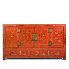 Red Lacquer Chinese Sideboard From Dongbei - Ca 1920