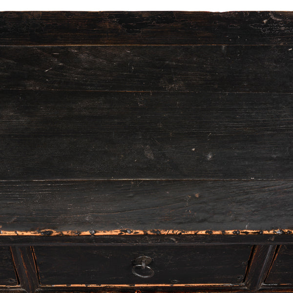 Black Lacquer 7 Drawer Console Table from Shanxi - 19thC