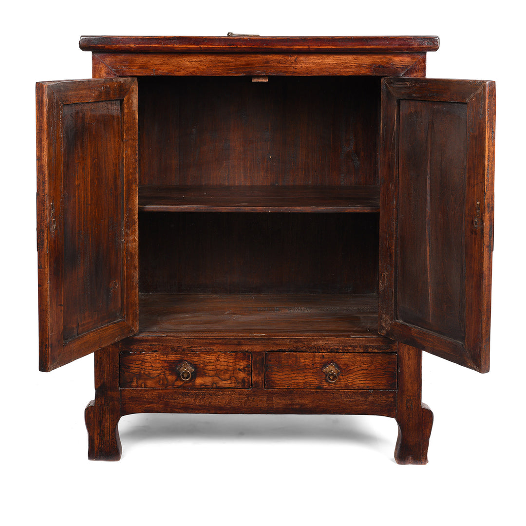Open Detail of a Mulberry & Walnut Chinese Cabinet From Gansu - 19thC | Indigo Antiques