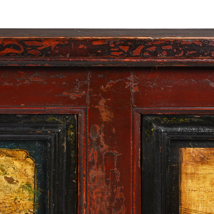 Detail From Painted Long Sideboard From Qinghai Province - 19thC | Indigo Antiques