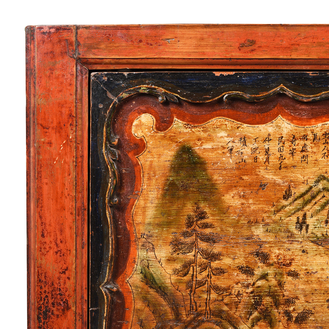 Corner Detail From Painted Antique Qinghai Sideboard - 19thC | Indigo Antiques