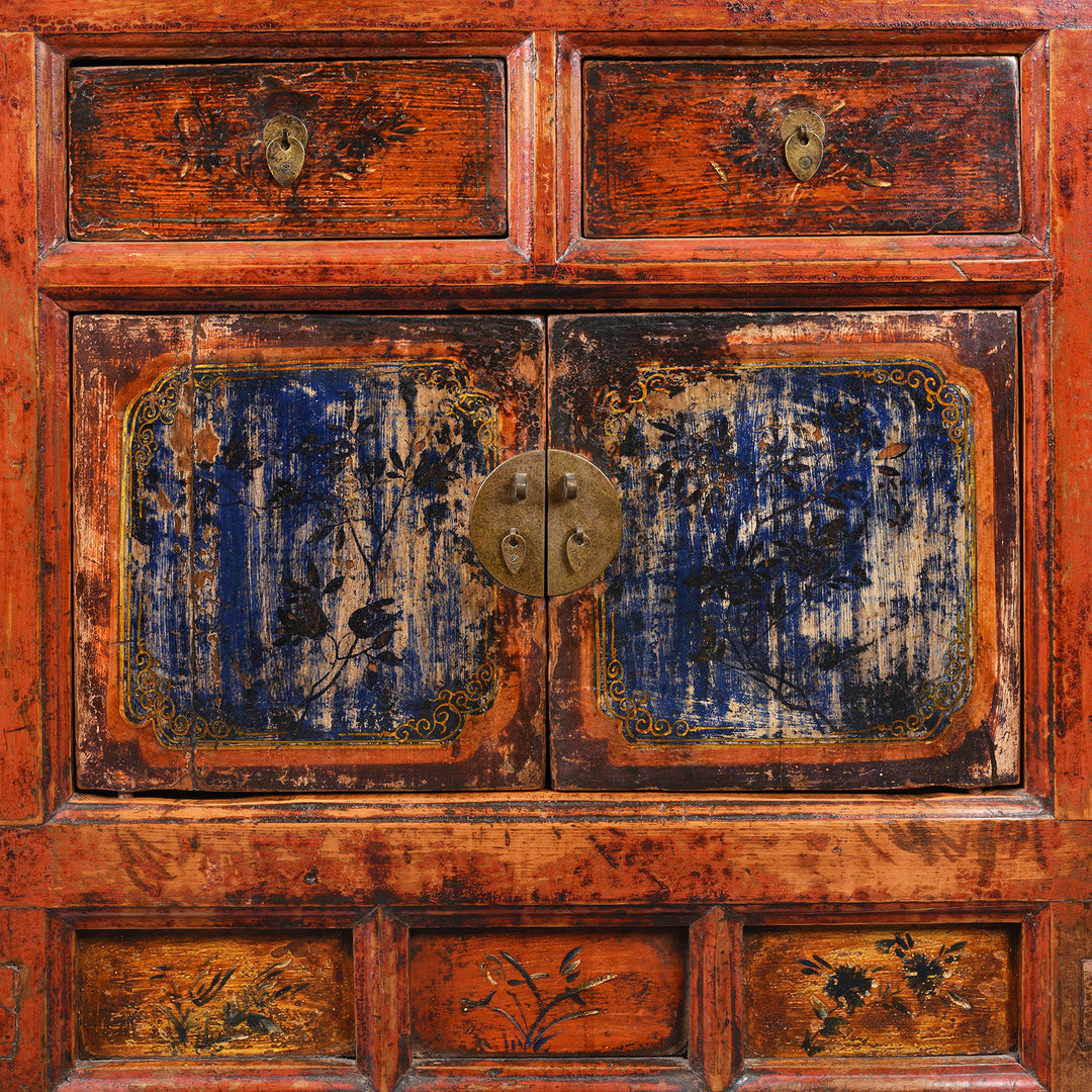 Central Detail From Painted Antique Qinghai Sideboard - 19thC | Indigo Antiques