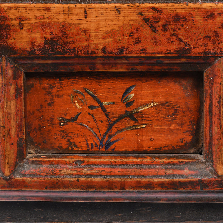Paintwork Detail From Painted Antique Qinghai Sideboard - 19thC | Indigo Antiques
