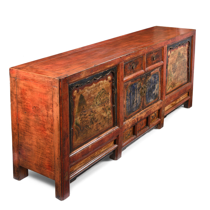 Angled View Of Painted Antique Qinghai Sideboard - 19thC | Indigo Antiques