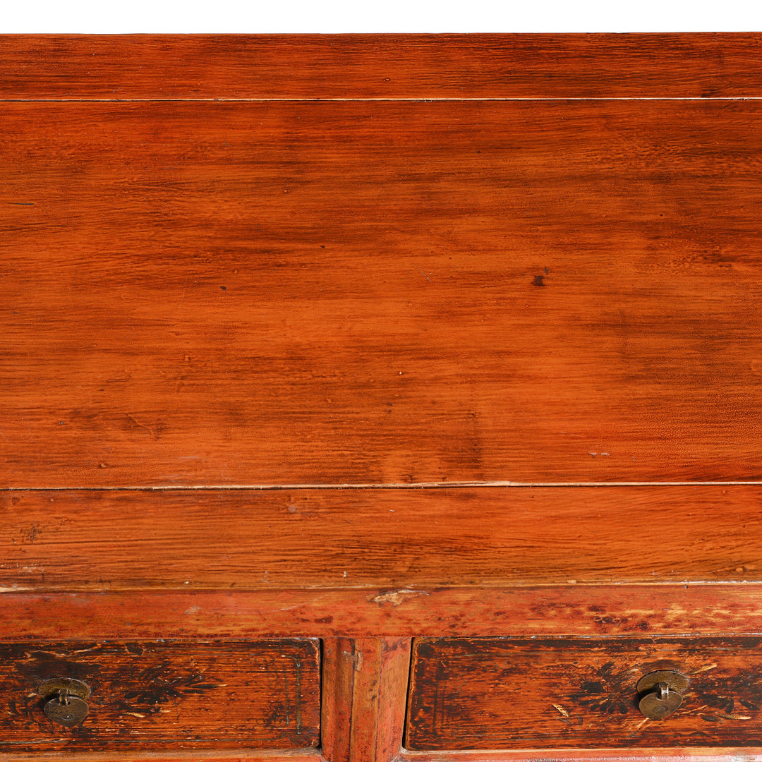 Surface Top Detail From Painted Antique Qinghai Sideboard - 19thC | Indigo Antiques