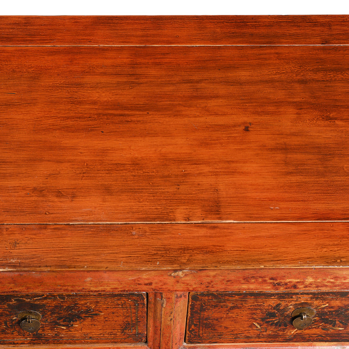 Surface Top Detail From Painted Antique Qinghai Sideboard - 19thC | Indigo Antiques