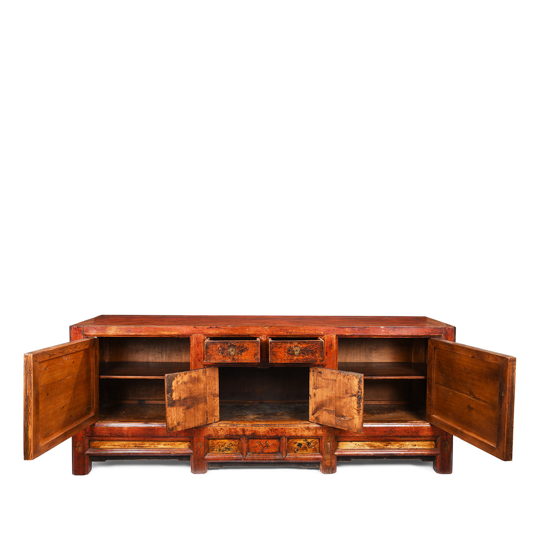 Open Doors View Of Painted Antique Qinghai Sideboard - 19thC | Indigo Antiques