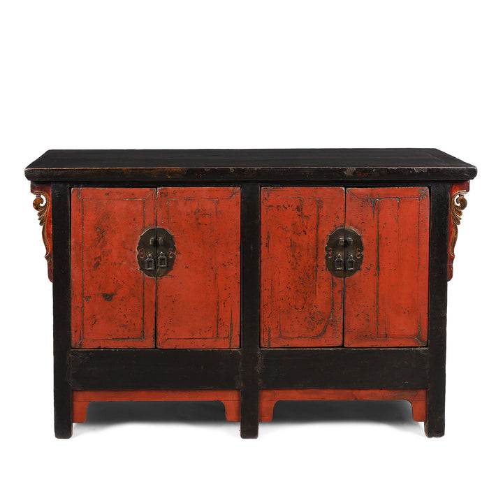 Antique Red & Black Lacquer Sideboard From Shanxi - Late 18thC | Indigo Antiques