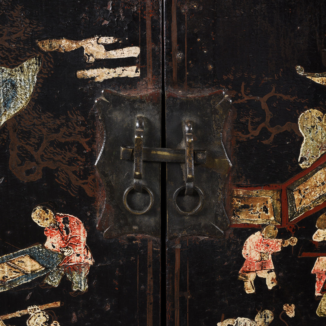 Detail From Black Lacquer Sideboard From Shanxi - 18thC | Indigo Antiques