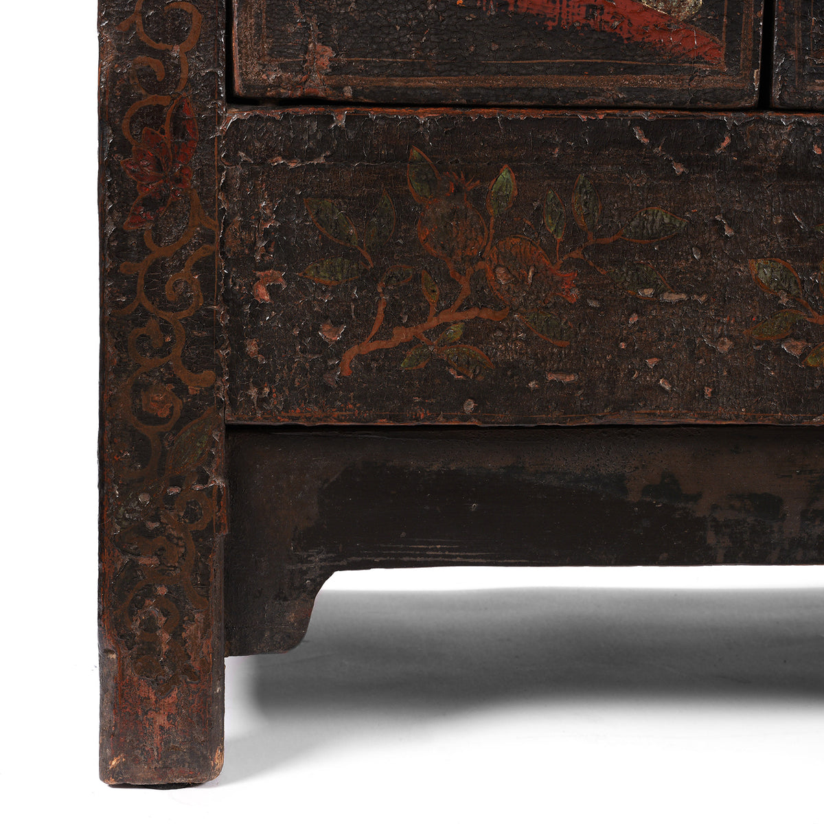 Corner Detail From Black Lacquer Sideboard From Shanxi - 18thC | Indigo Antiques