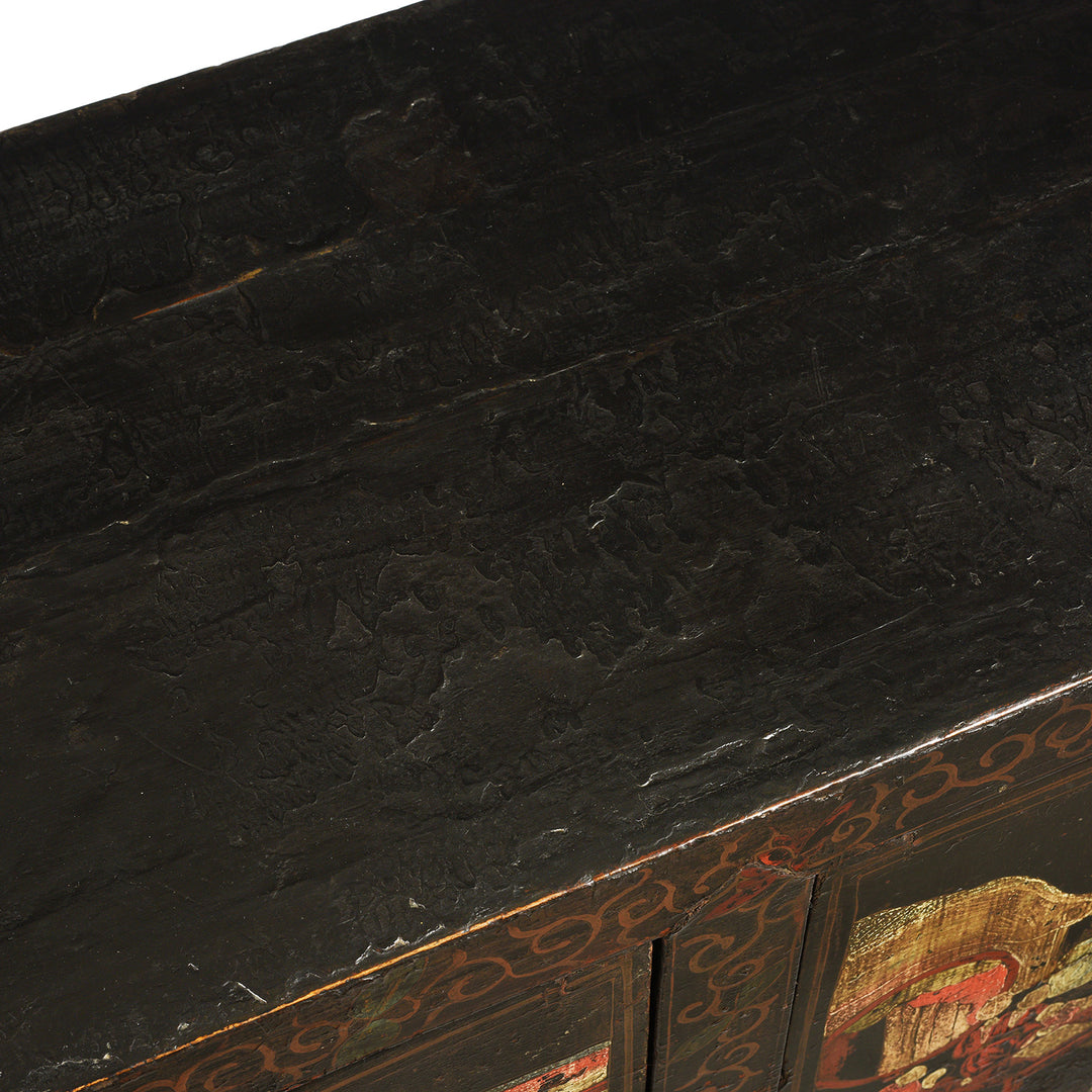 Surface Top Detail From Black Lacquer Sideboard From Shanxi - 18thC | Indigo Antiques
