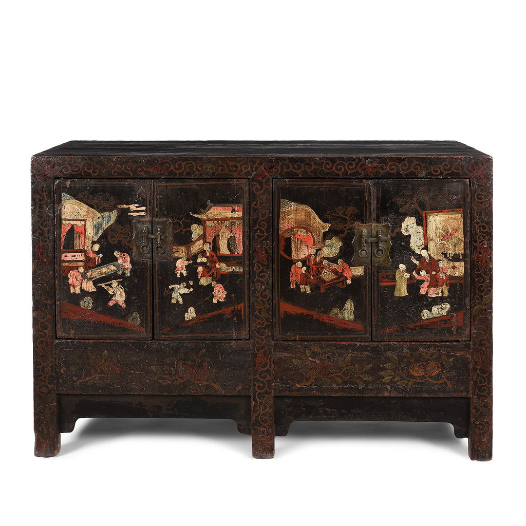 Black Lacquer Sideboard From Shanxi - 18thC