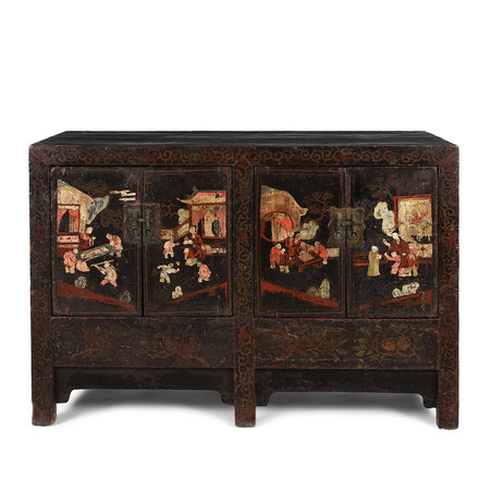 Black Lacquer Sideboard From Shanxi - 18th Century