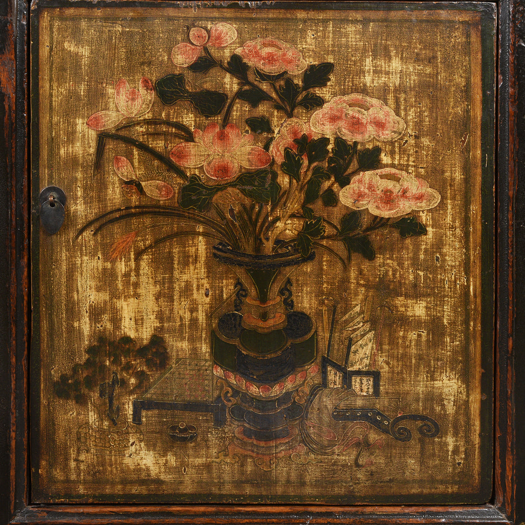 Painting Detail From Painted Mongolian Elm Sideboard - 19thC | Indigo Antiques