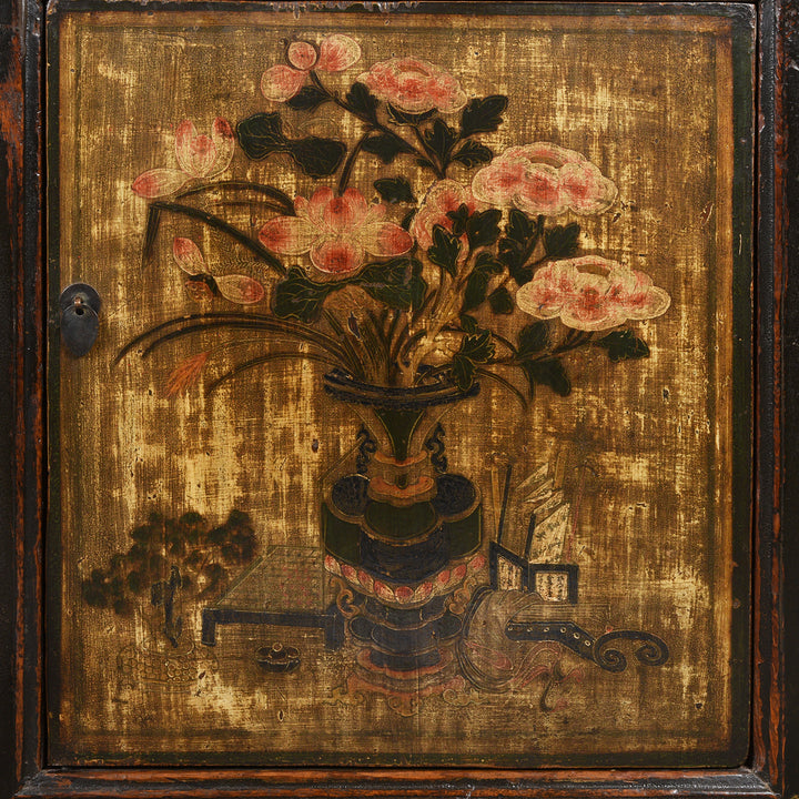 Painting Detail From Painted Mongolian Elm Sideboard - 19thC | Indigo Antiques