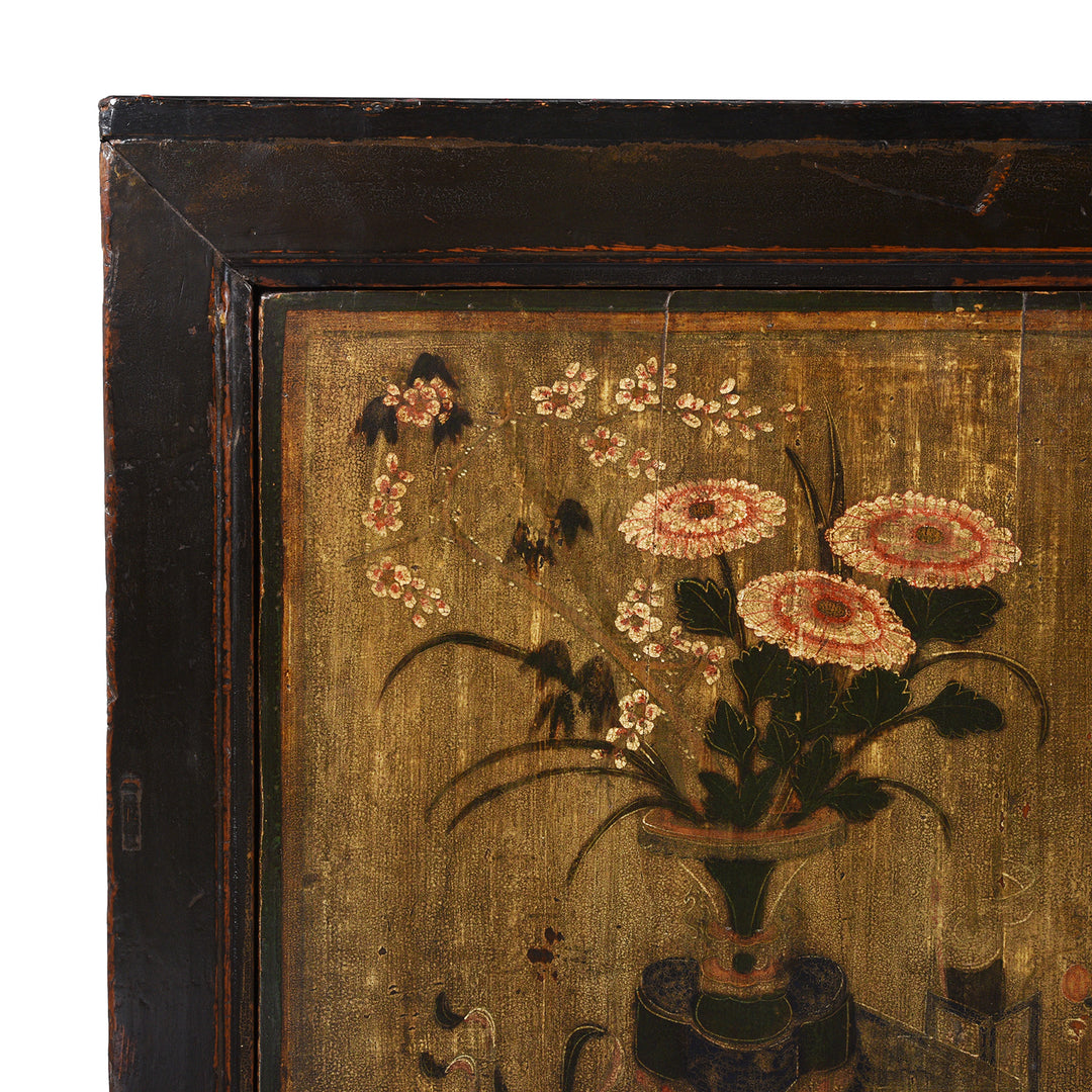 Corner Detail From Painted Mongolian Elm Sideboard - 19thC | Indigo Antiques