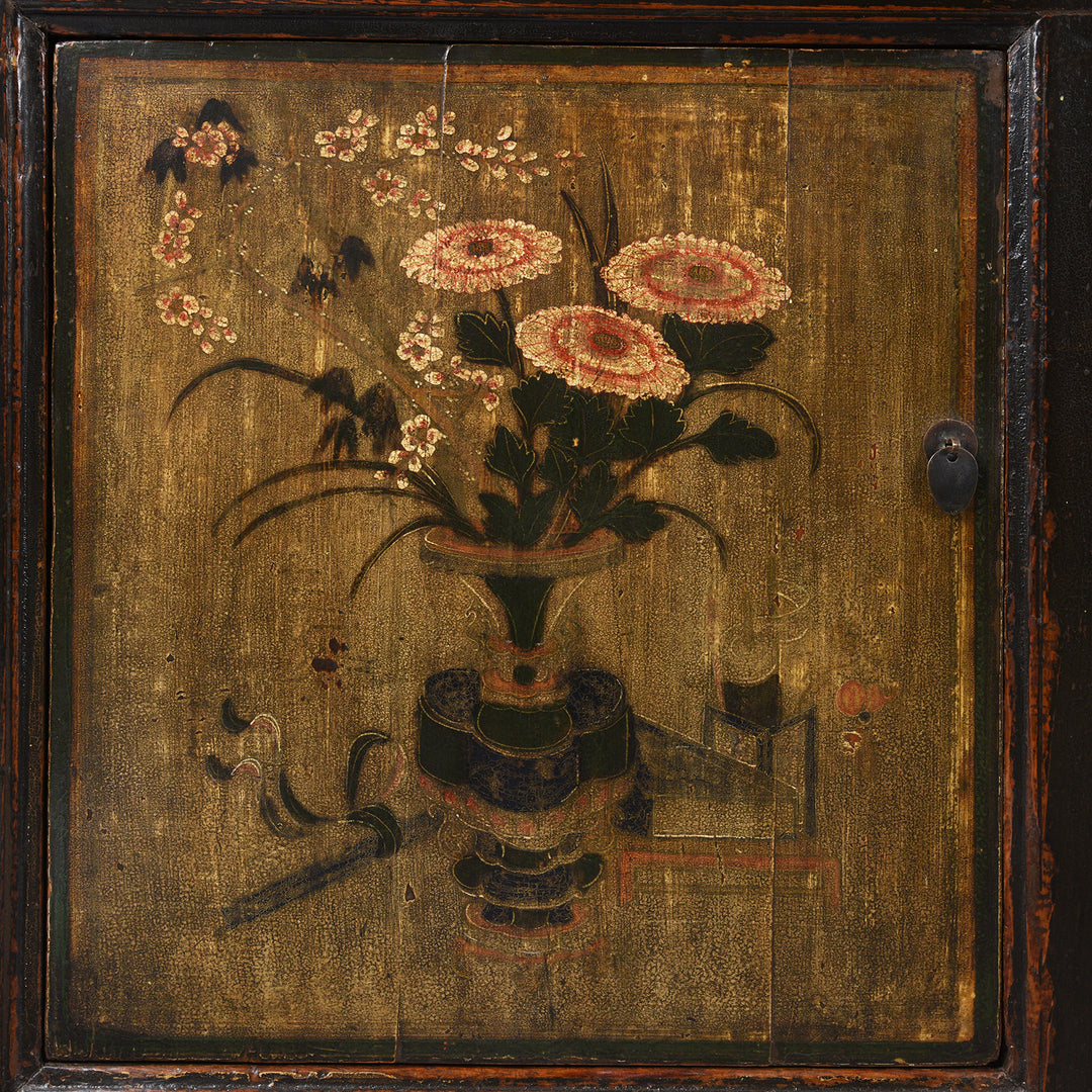 Painting Detail From Painted Mongolian Elm Sideboard - 19thC | Indigo Antiques