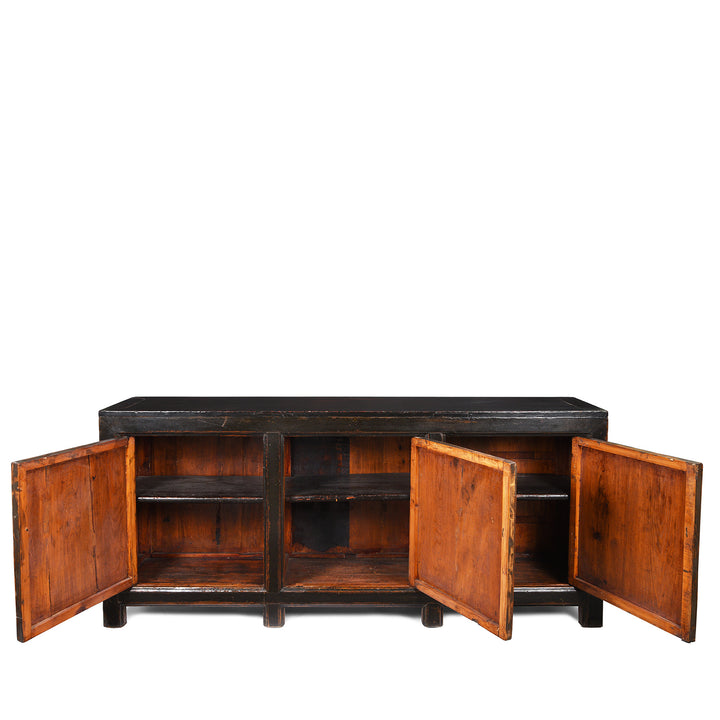 Open Doors View Of Painted Mongolian Elm Sideboard - 19thC | Indigo Antiques